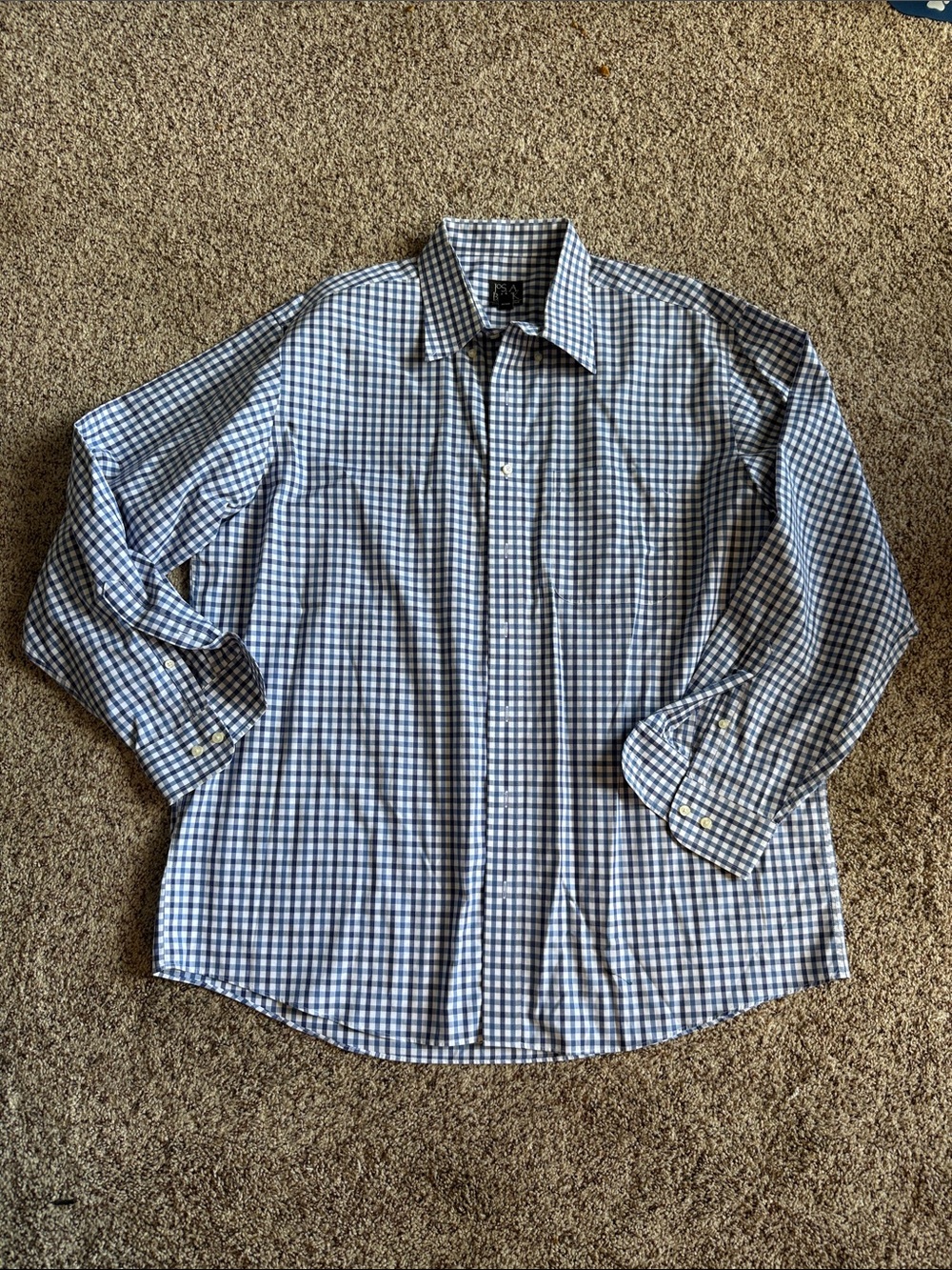Jos. A. Bank Blue and White Gingham Dress Shirt